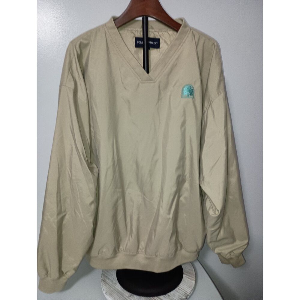 PORT AUTHORITY, Beige V-Neck Golf Pullover/Windbreaker, Men's Size 2XL